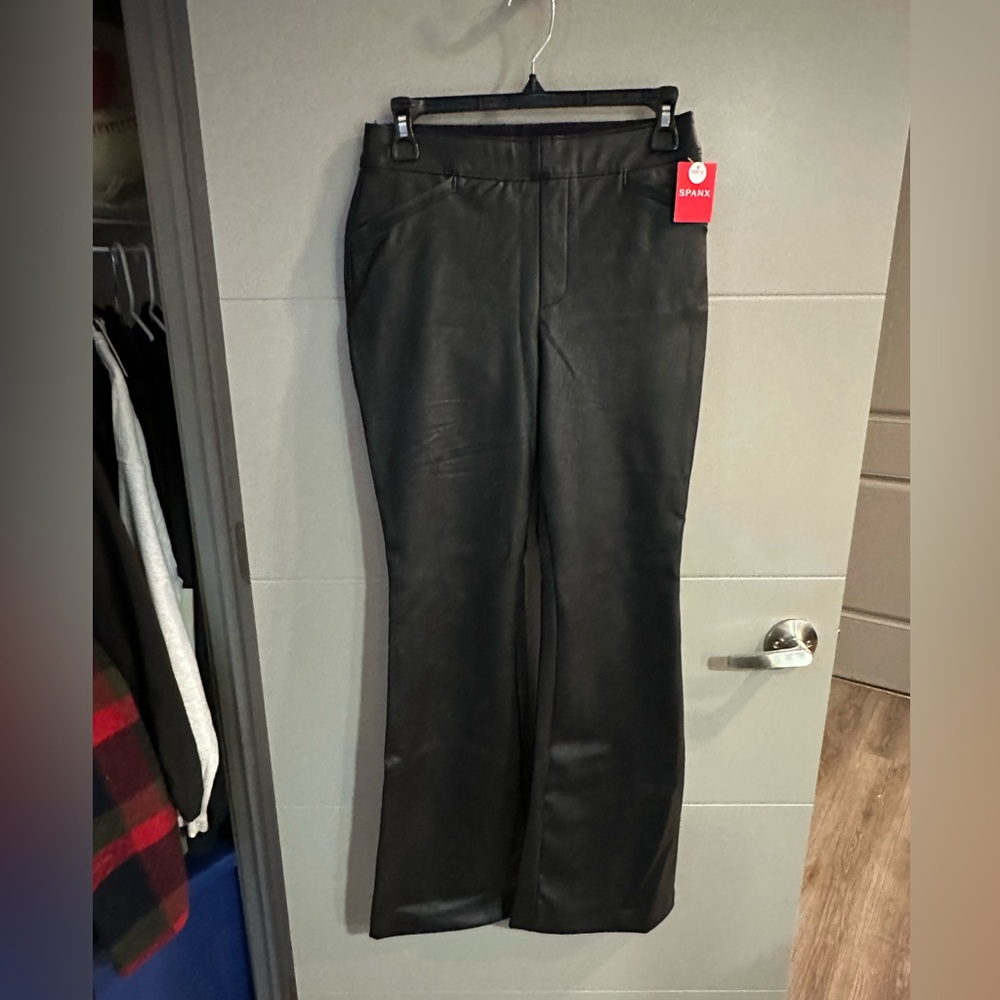 Flare faux leather spanx medium petite